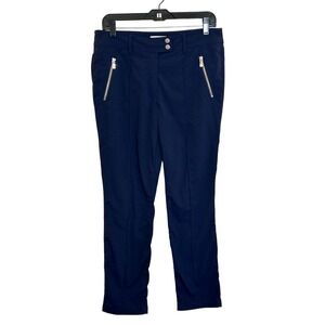 Anatomie Peggy Zippered Ankle Pants Size M Navy Blue Slim Fit Stretch Activewear